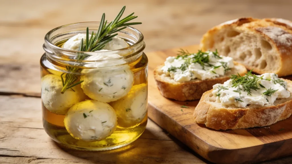 Kefir-Käse und Labneh Frischkäse selber machen mit Kräutern und Olivenöl